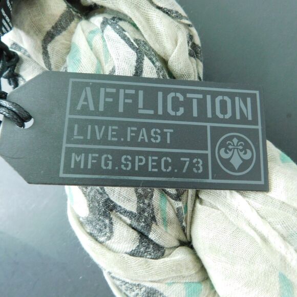 Affliction Live Fast Unisex GIANT Gauze Wrap Scarf 72x60 Beige Multicolor NWT - Picture 4 of 16